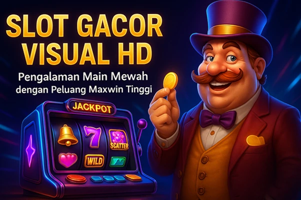 Ilustrasi 3D HD bertema Slot Gacor Visual HD menampilkan mesin slot modern dengan efek cahaya neon, karakter animasi, dan nuansa mewah yang mencerminkan peluang Maxwin tinggi.